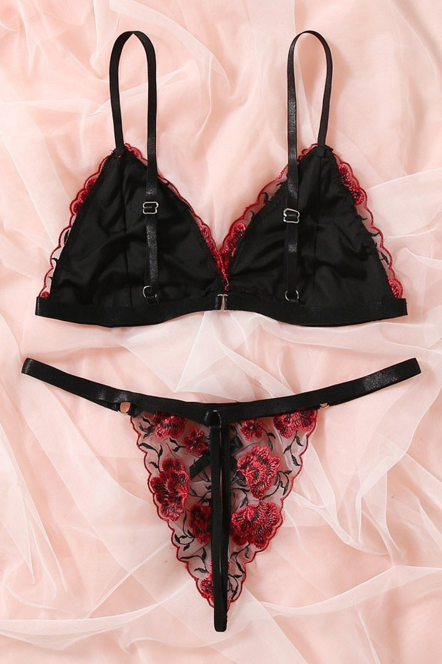"Blossom" Onesize Mesh Two Piece Embroidery Set